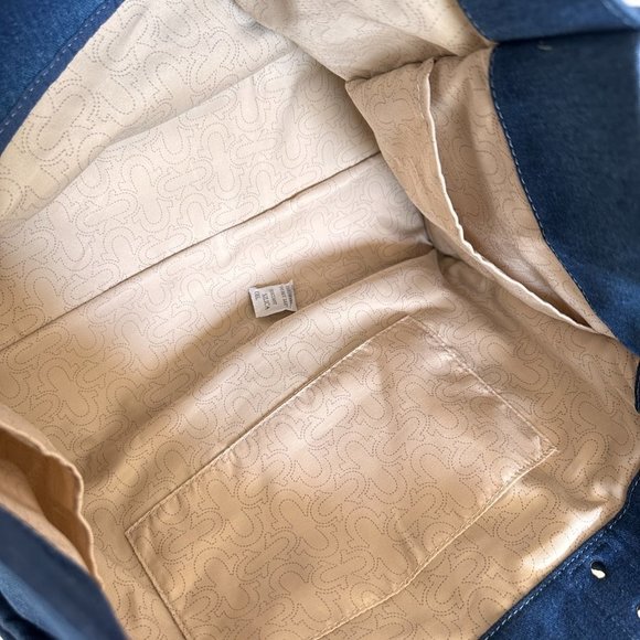 NWT True Religion Washed Navy Denim Large Tote - Picture 12 of 13